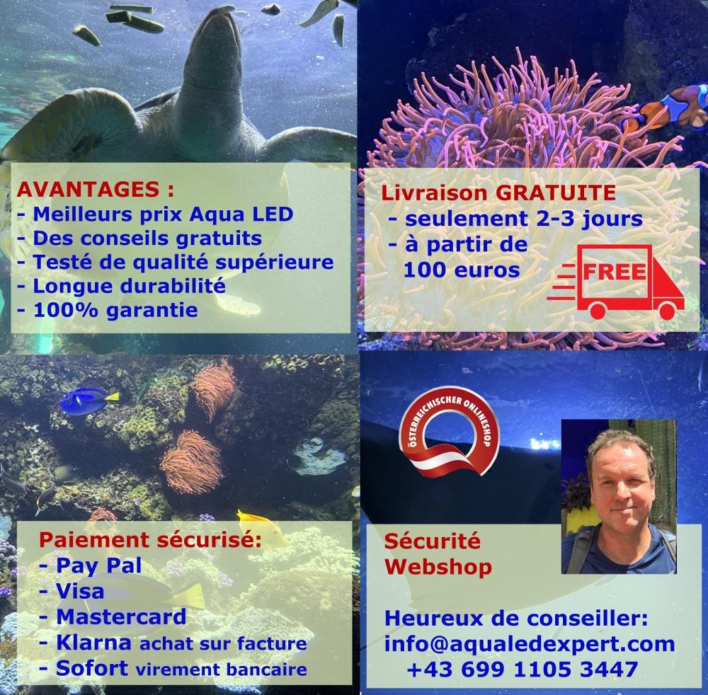 Lampes d'aquarium aux meilleurs prix : sécurité et garantie Aqua LED Expert - Livraison gratuite dès 100 euros, garantie 100%, paiement sécurisé