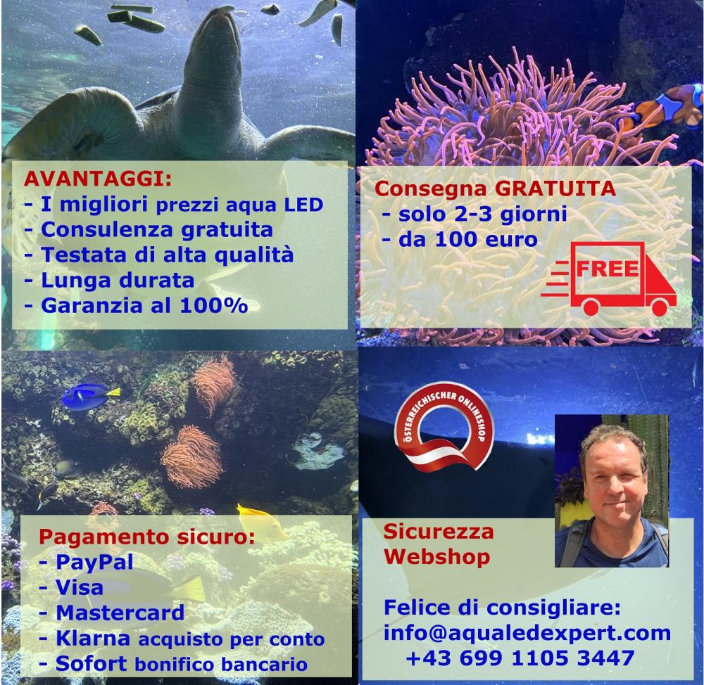 Lampade per acquari ai migliori prezzi: sicurezza e garanzia Aqua LED Expert - Consegna gratuita da 100 euro, garanzia 100%, pagamento sicuro